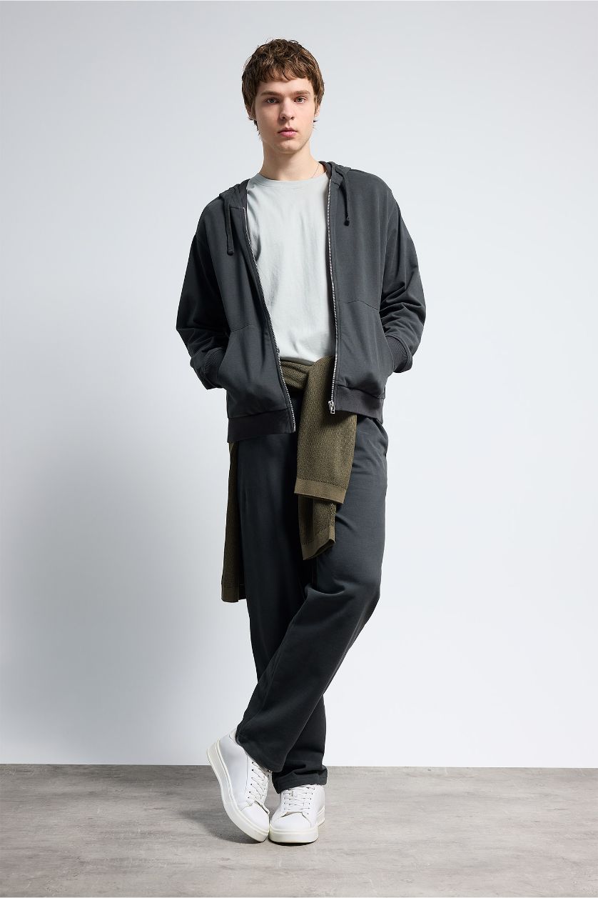 Man Anthracite Cotton Trousers