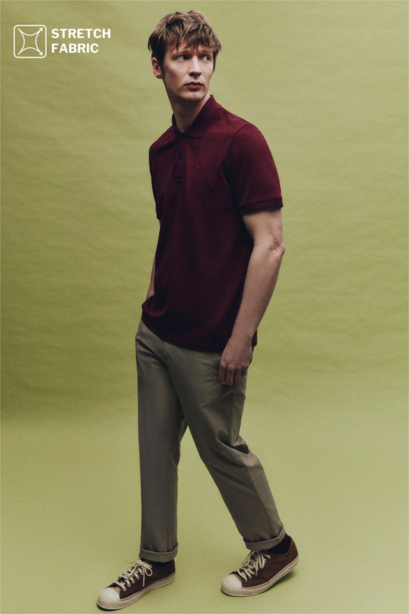 Man Beige Cotton Trousers