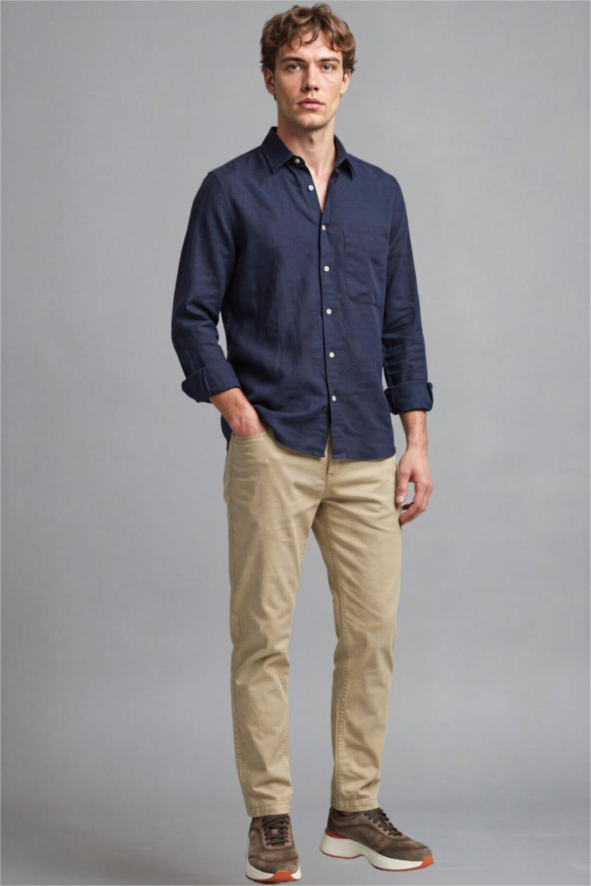 HOMME Beige Pantalon en coton