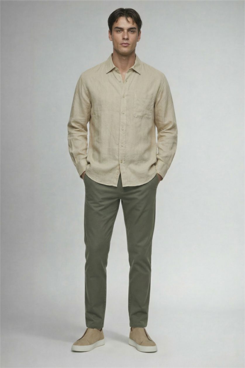 Мужчины Хаки Брюки из 100% хлопка