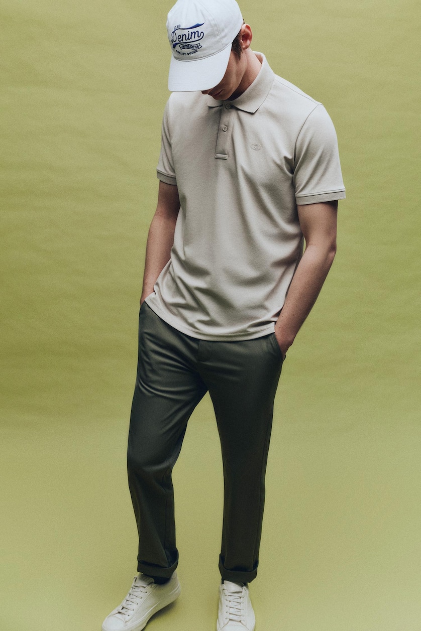 Men Khaki 100% Cotton Trousers
