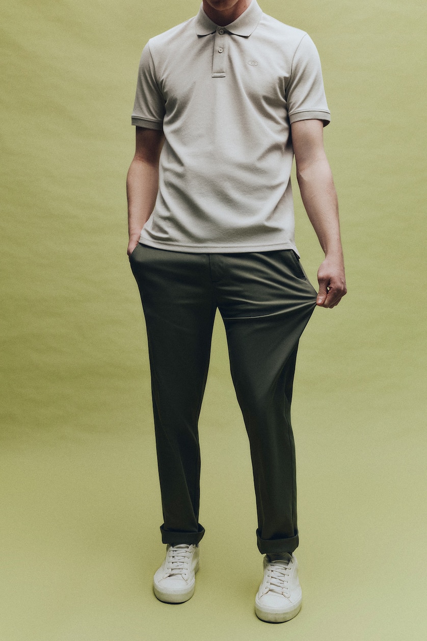 Men Khaki 100% Cotton Trousers