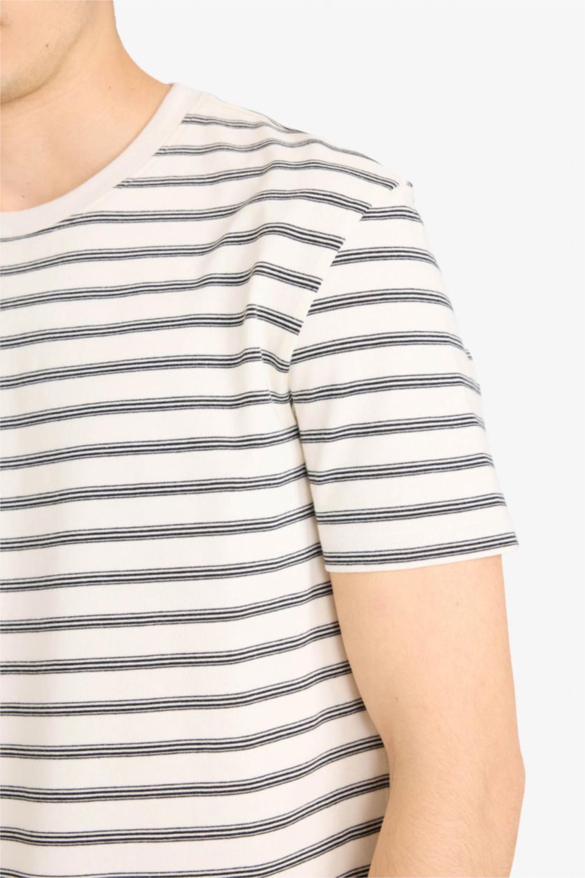 Erkek Ekru %100 Pamuk Tişört