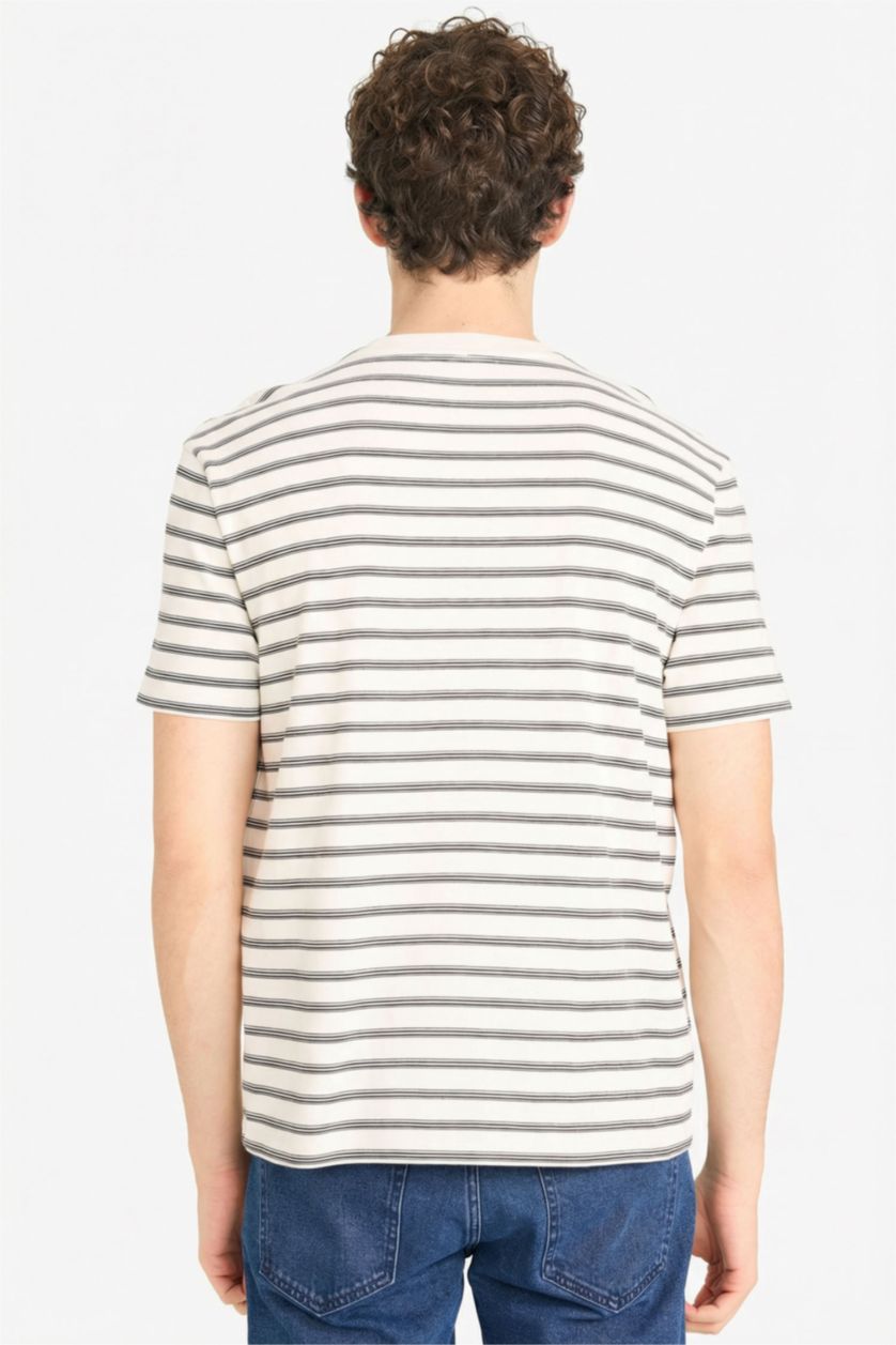 Erkek Ekru %100 Pamuk Tişört