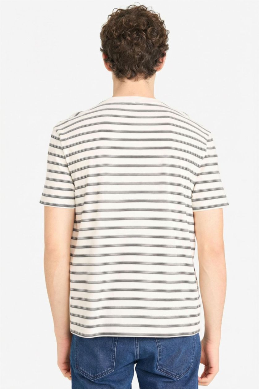 Erkek Ekru %100 Pamuk Tişört