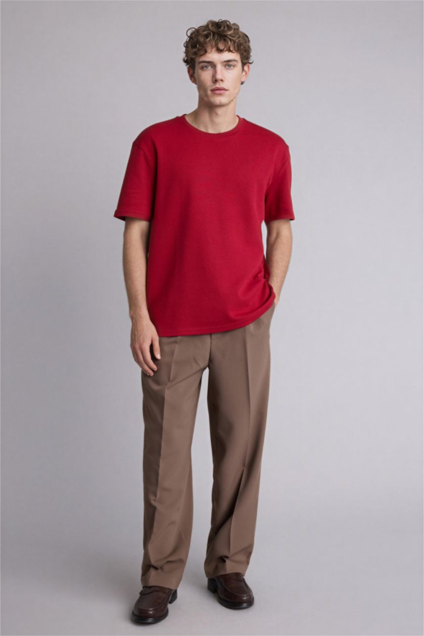 Erkek Bordo Kısa Kollu Tişört