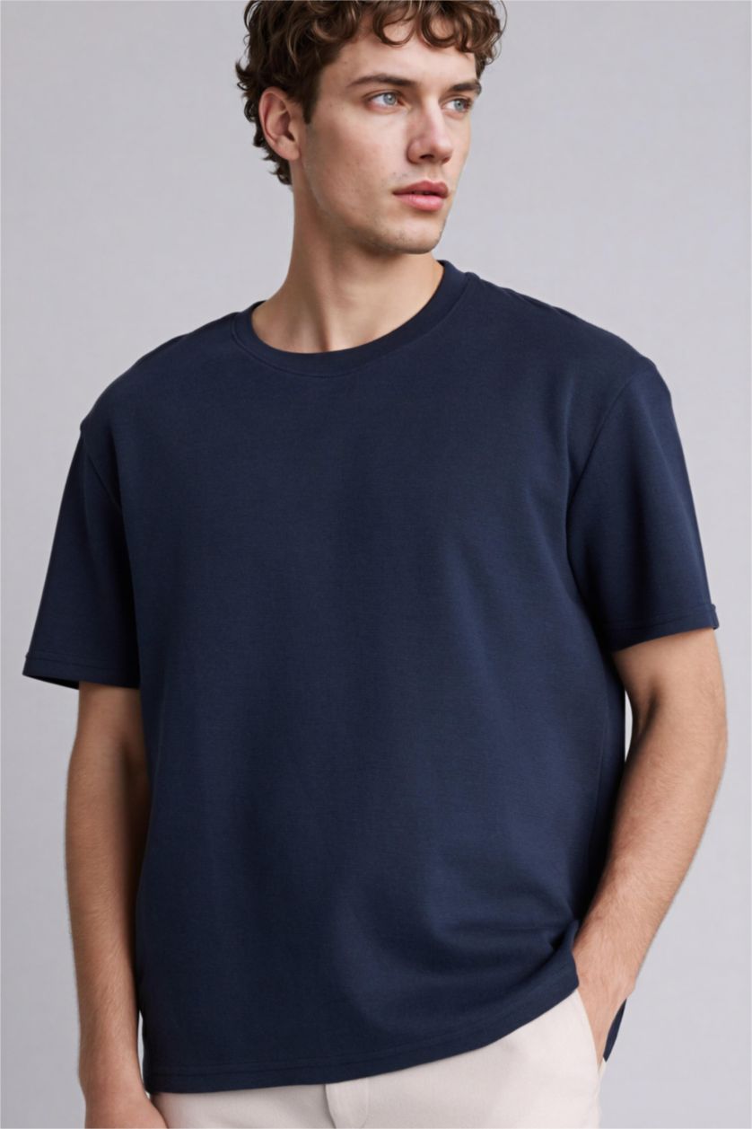 Man NAVY تيشيرت نص ردن