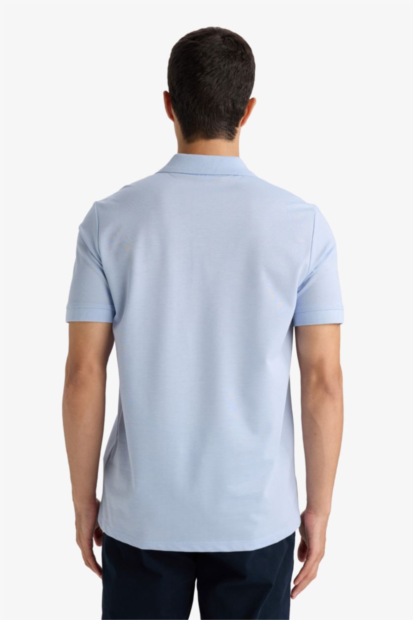 Erkek Açık Mavi Polo Yaka Pike Kısa Kollu Tişört