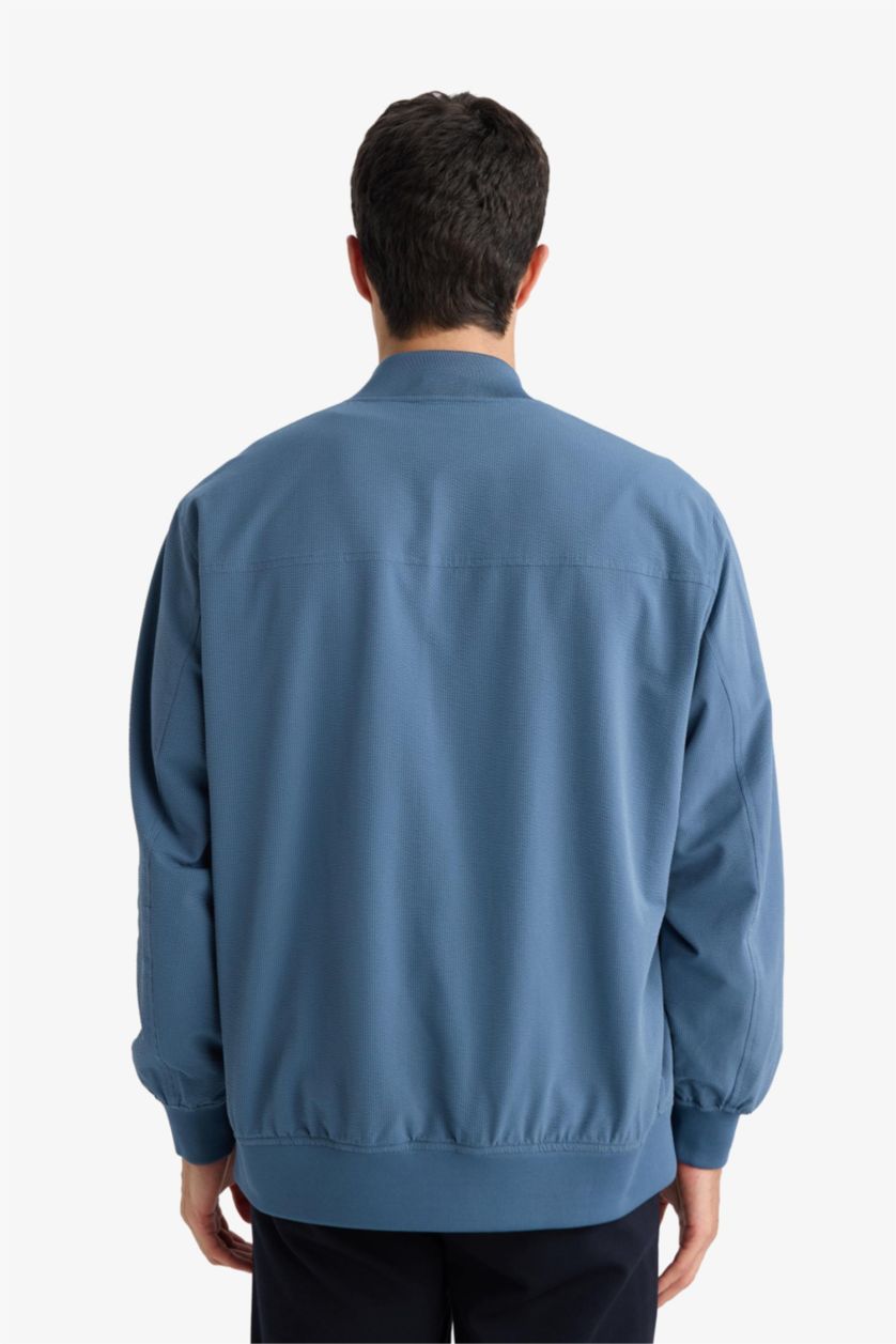 Erkek Açık İndigo Slım Fıt Krinkıl Mont