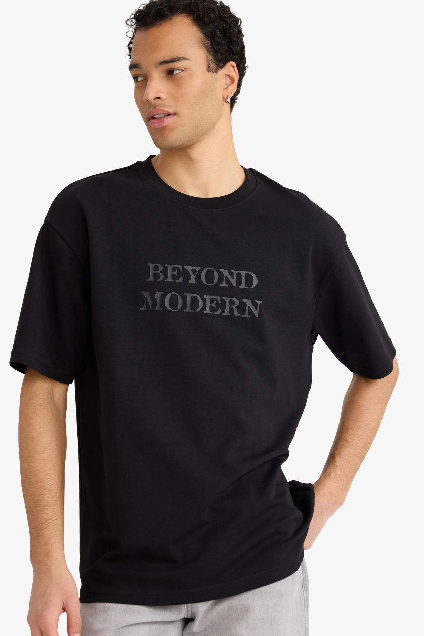 Erkek Siyah Nefes Alabilen Boxy Fit Tişört