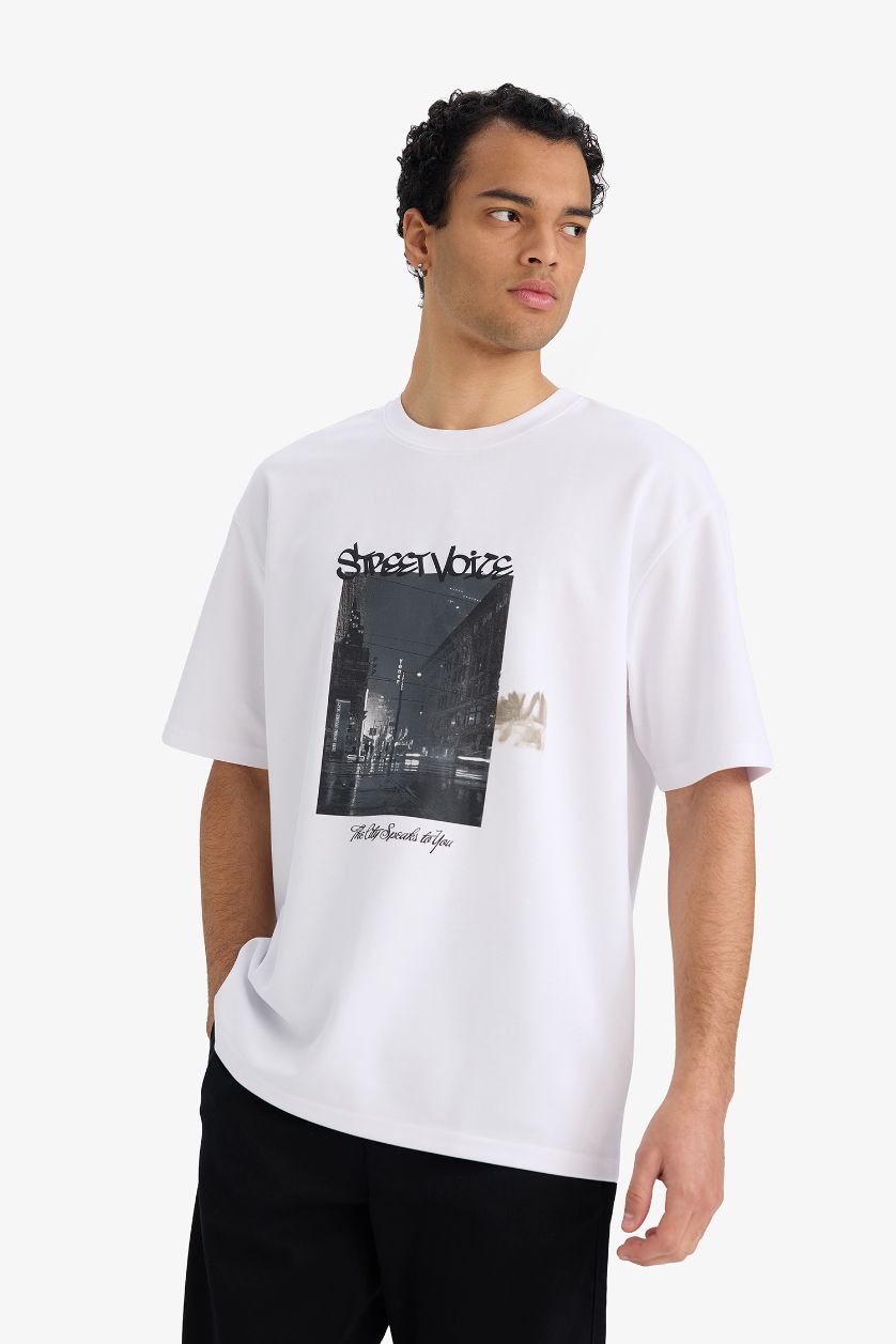 رجالي أبيض تيشيرت أوفر سايز قابل للتنفس