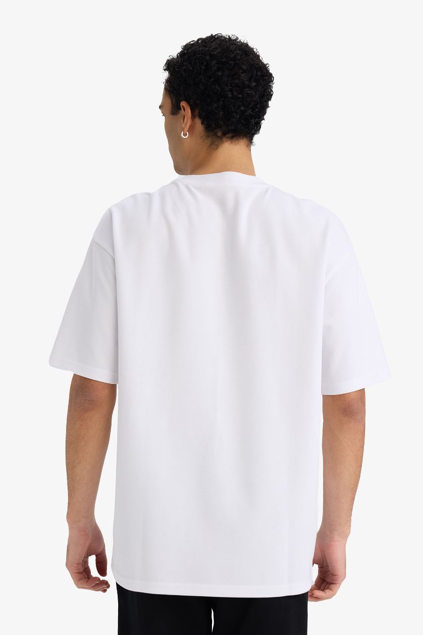 رجالي أبيض تيشيرت أوفر سايز قابل للتنفس