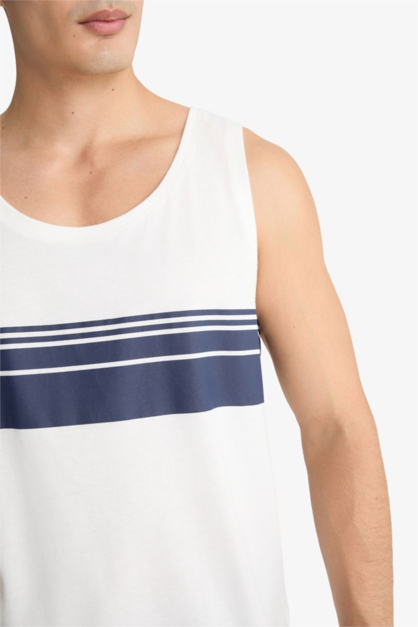 Erkek Kırık Beyaz Bisiklet Yaka Atlet