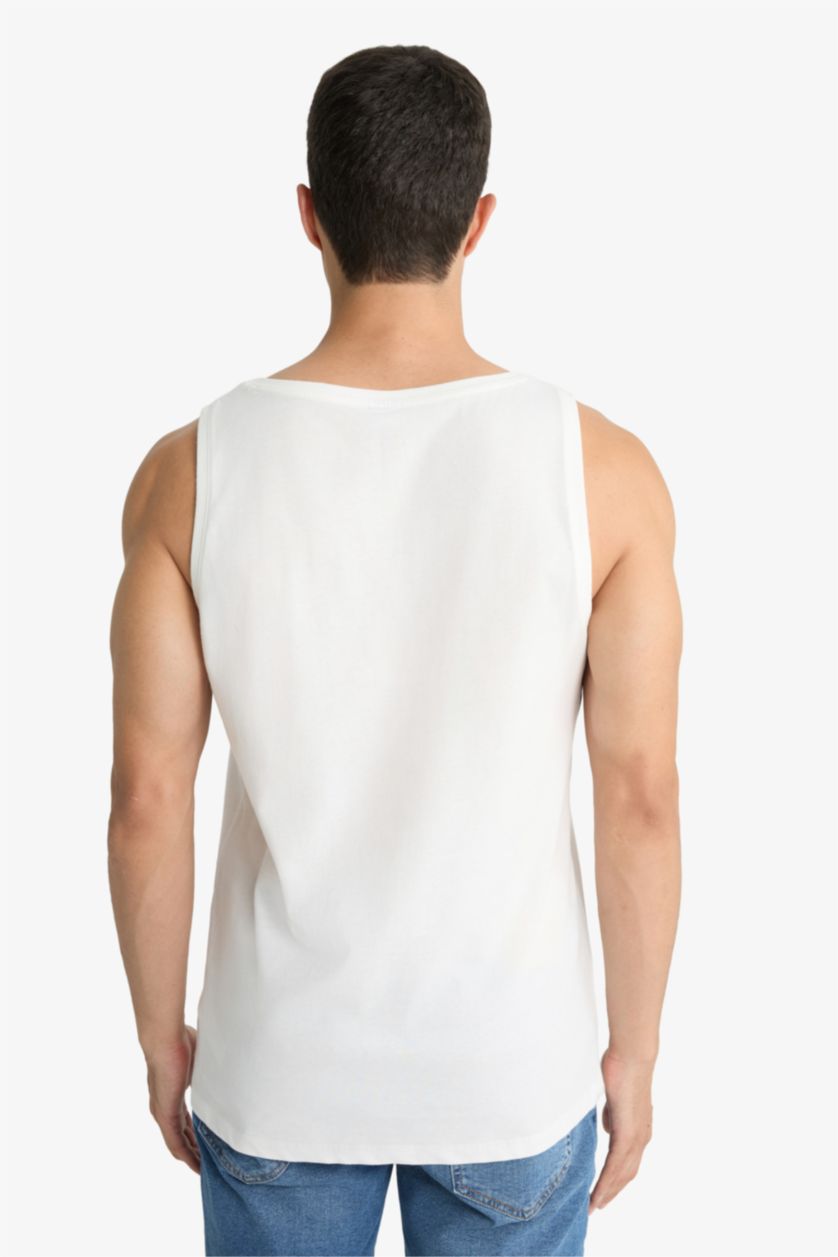 Erkek Kırık Beyaz Bisiklet Yaka Atlet