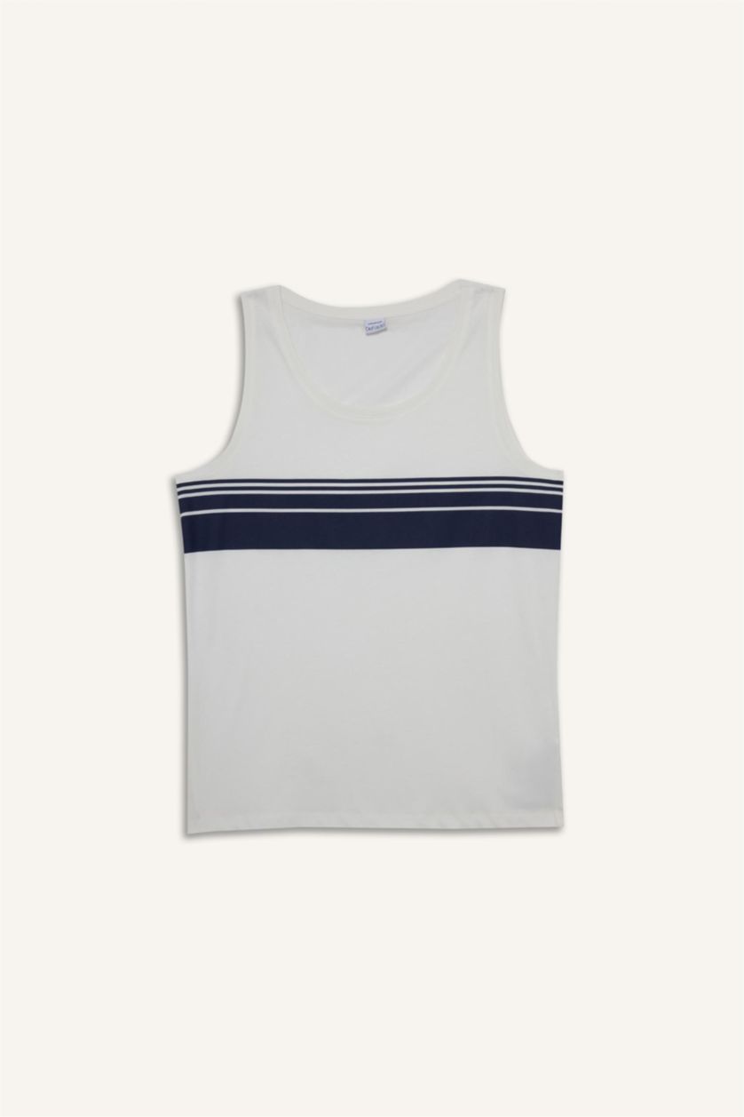 Erkek Kırık Beyaz Bisiklet Yaka Atlet