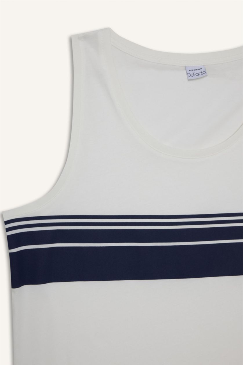 Erkek Kırık Beyaz Bisiklet Yaka Atlet