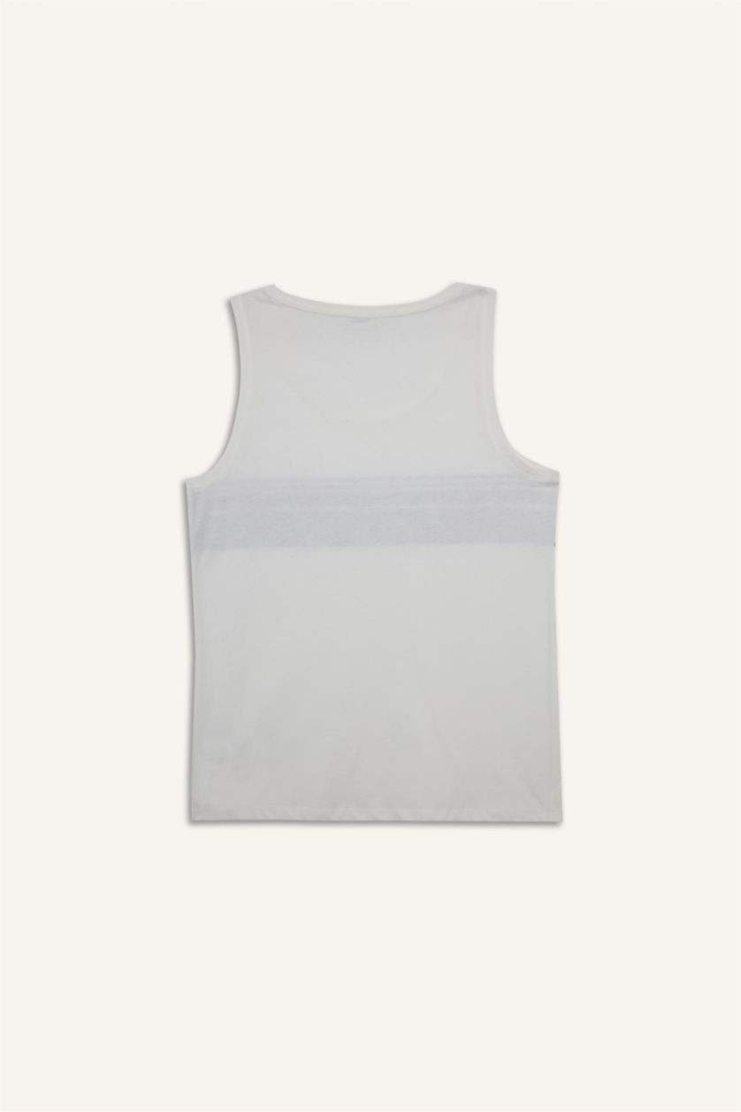 Erkek Kırık Beyaz Bisiklet Yaka Atlet