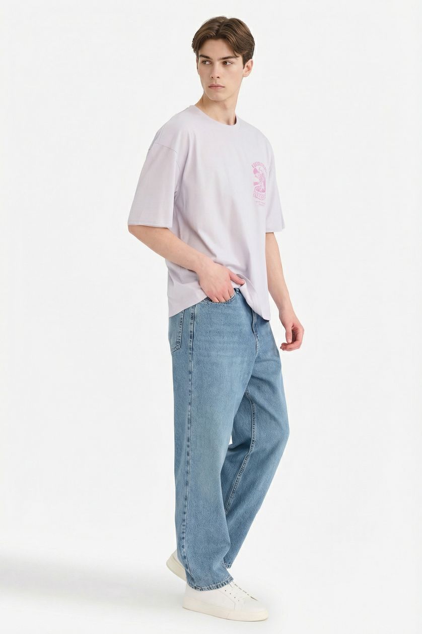 MAN Light Lilac Boxy Fit Crew Neck Short Sleeve T-Shirt