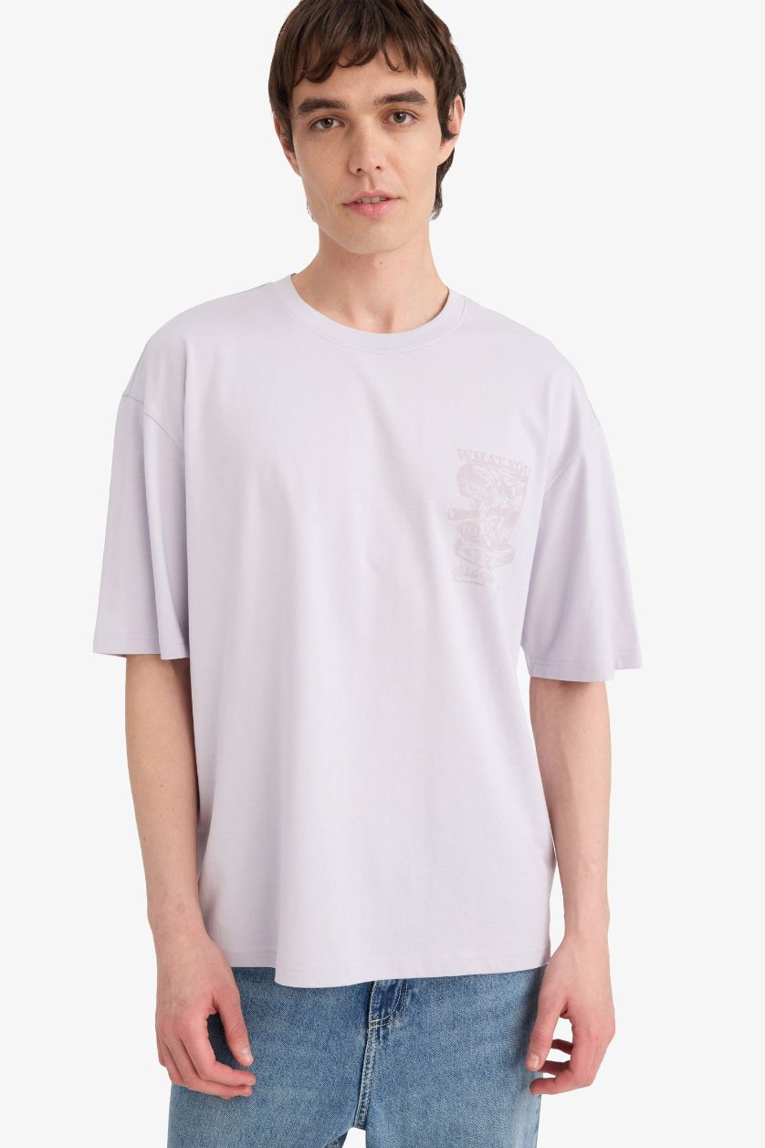 MAN Light Lilac Boxy Fit Crew Neck Short Sleeve T-Shirt