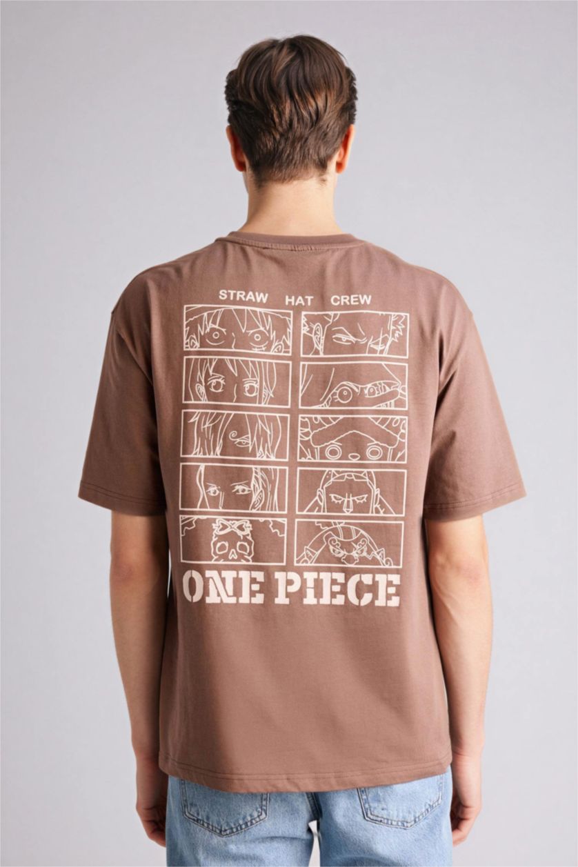 رجال بني تيشيرت اوفر سايز من ون بيس