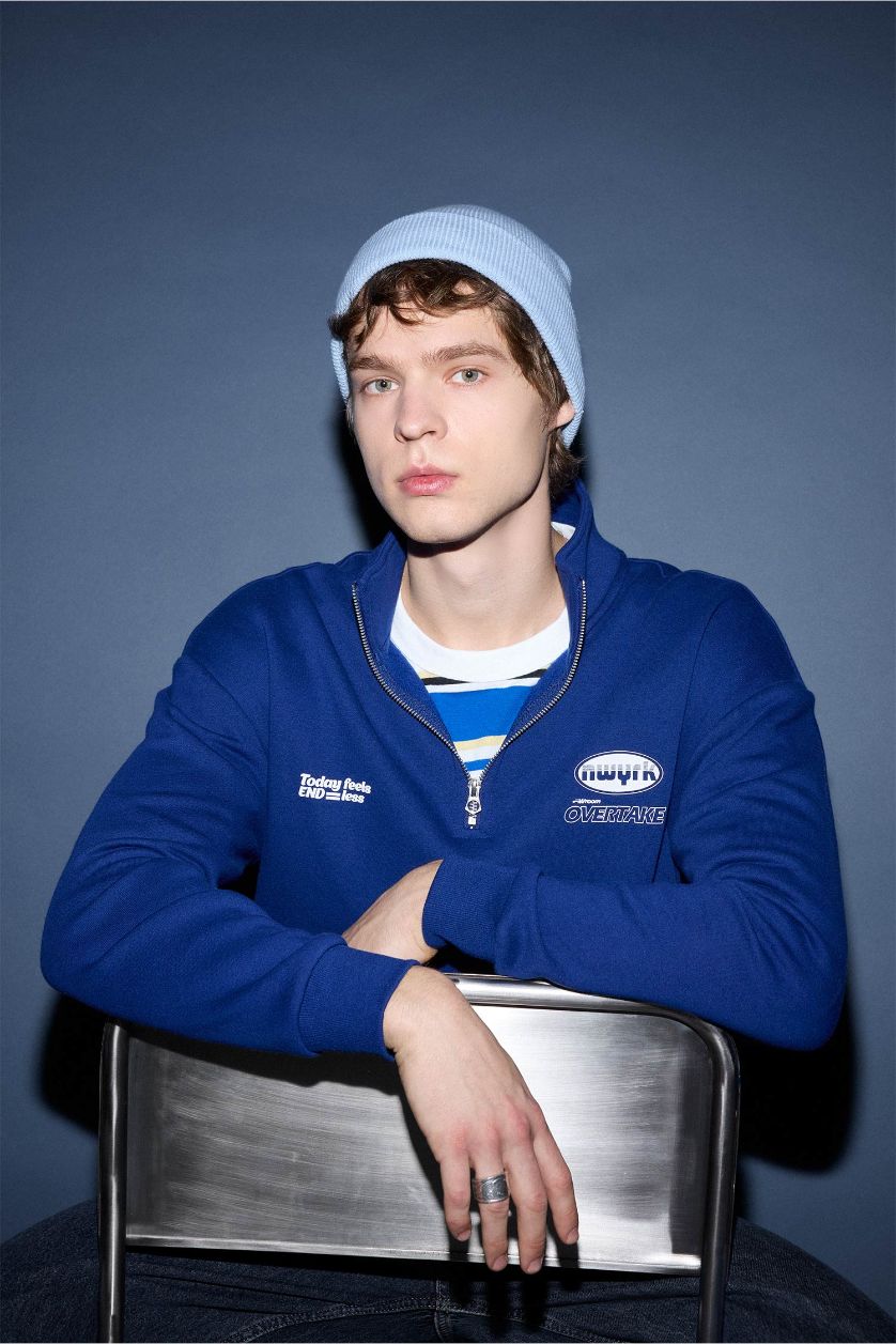 Erkek Saks Boxy Fıt Sweatshirt