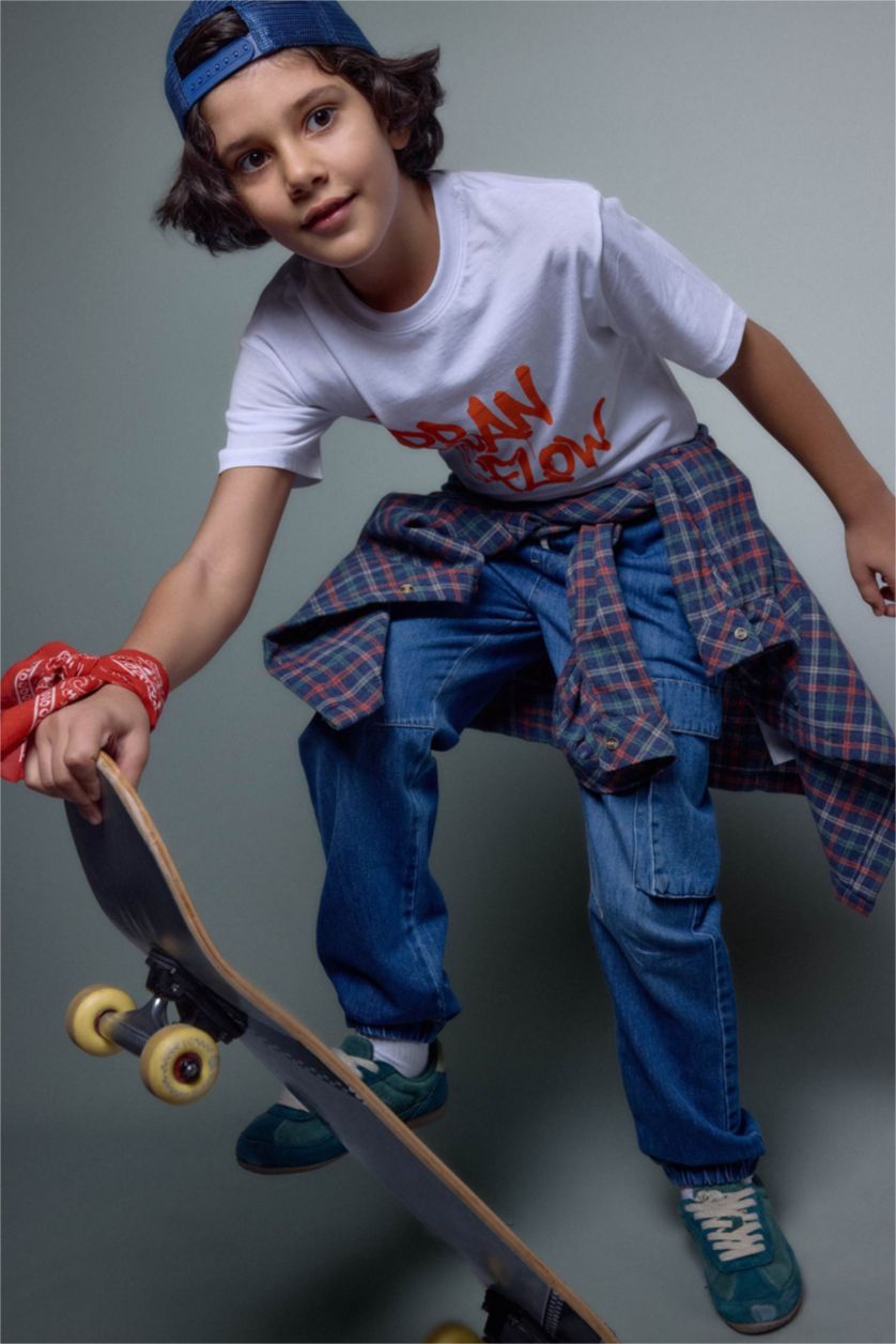 Erkek Çocuk - Genç Erkek Mavi Jogger Fıt Jean Pantolon Erkek Çocuk