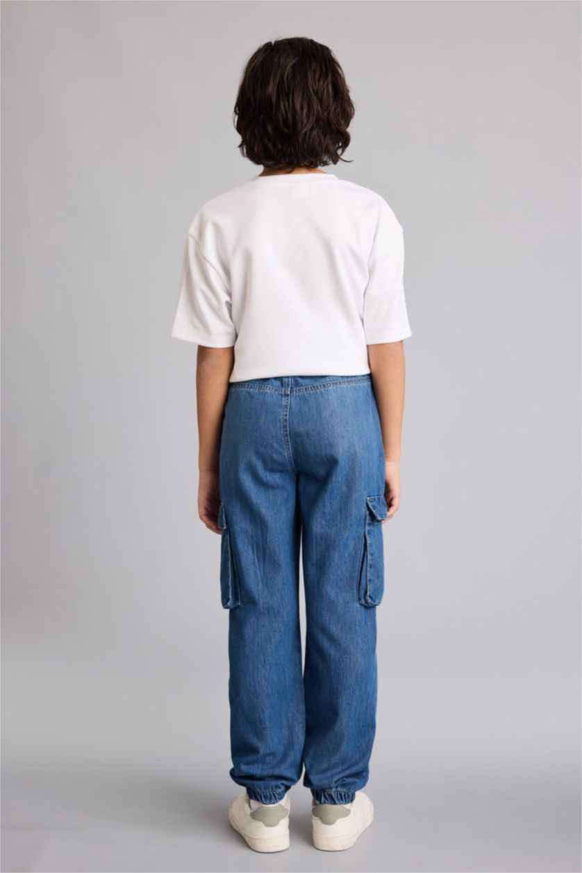 Erkek Çocuk - Genç Erkek Mavi Jogger Fıt Jean Pantolon Erkek Çocuk