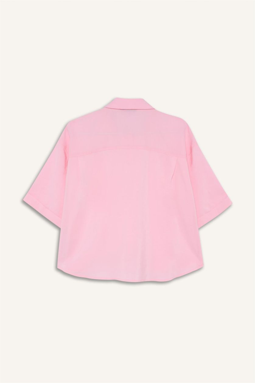 Женщины Светло-розовый Рубашка с коротким рукавом Loose Fit из модала для женщин