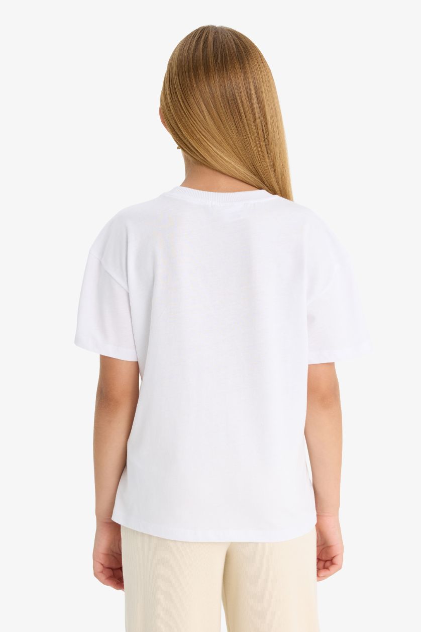 Kız Çocuk - Genç Kız Kırık Beyaz Hello Kitty Relax Fit Kısa Kollu Tişört Kız Çocuk