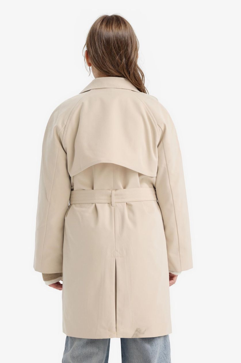 GIRLS & TEENS Sand Girl V-Neck Buttoned Trenchcoat