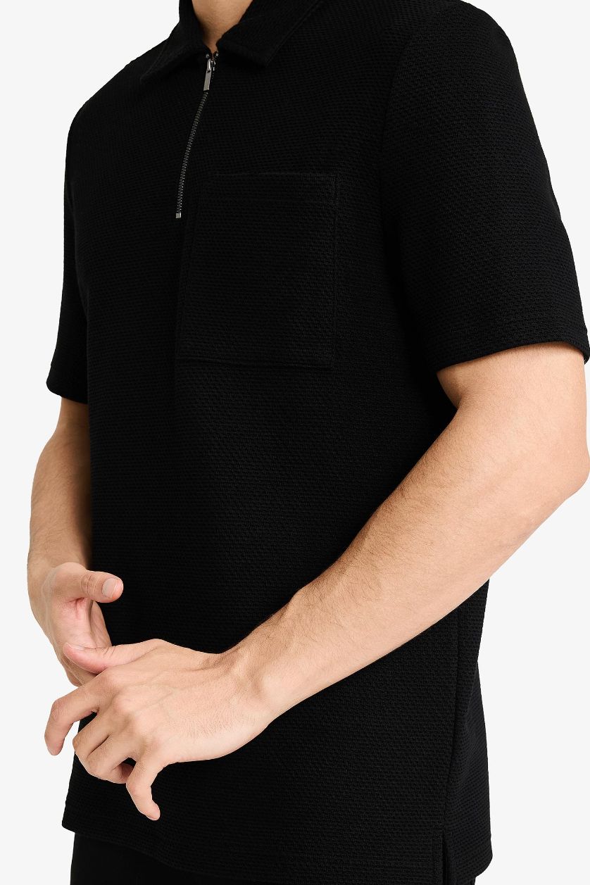 Erkek Siyah Kısa Kollu Polo Tişört