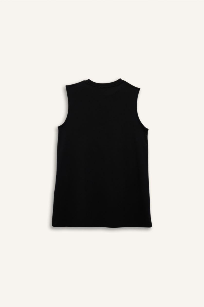 Kadın Siyah Regular Fıt Bisiklet Yaka Kısa Kollu Tunik