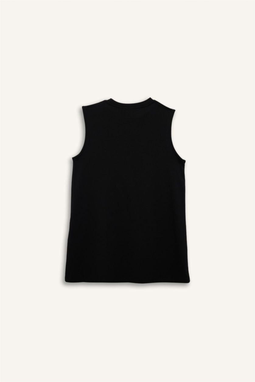 WOMAN Black Regular Fit Crew Neck Short Sleeve Tunic