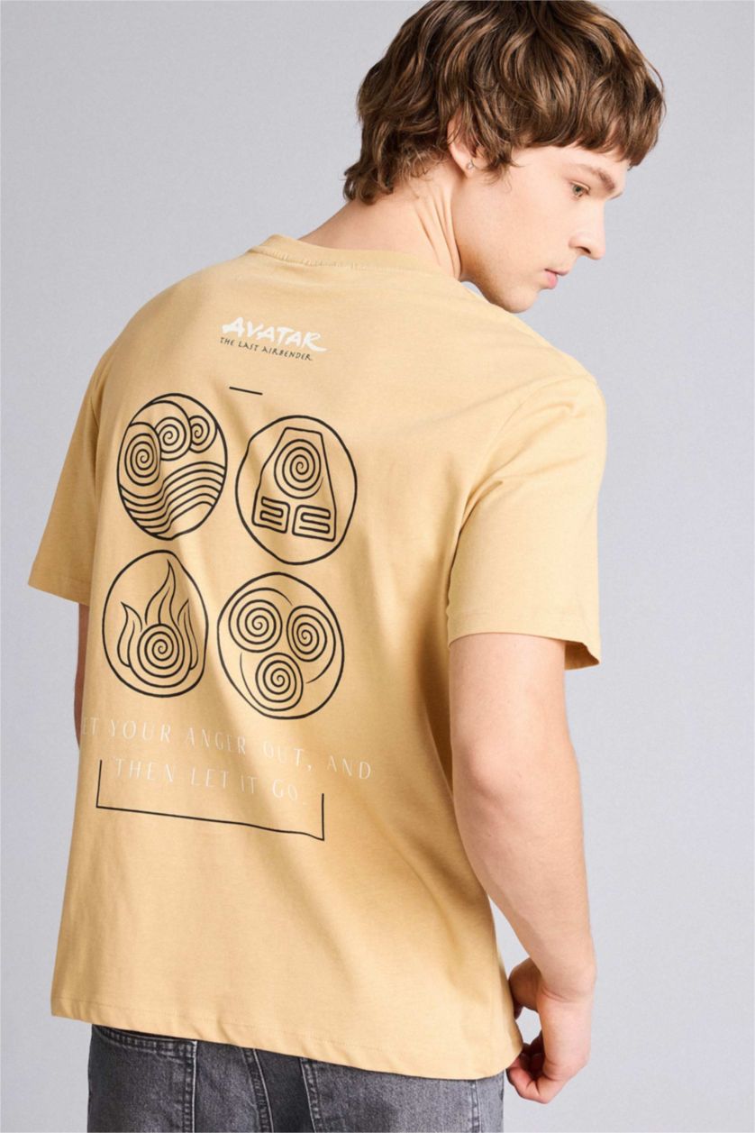 Erkek Bej Avatar the Last Aırbender Baskılı Tişört