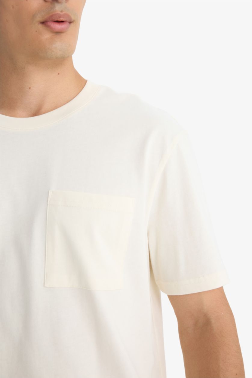 Erkek Ekru %100 Pamuk Tişört