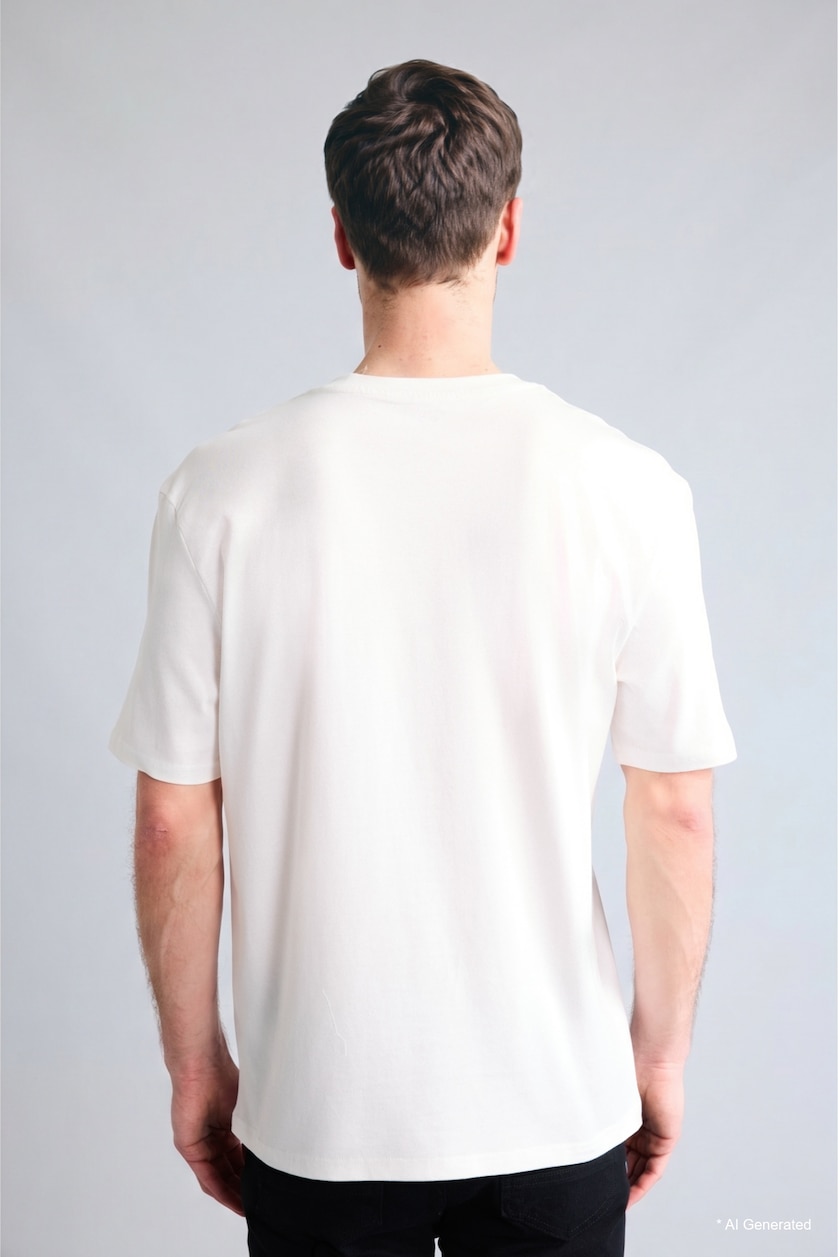 Men Ecru Regular Fit 100% Cotton Crew Neck Short Sleeve T-Shirt