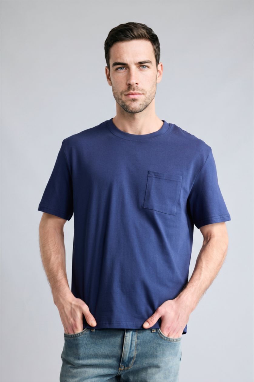 رجالي كحلي Regular Fit Short Sleeve T-Shirt