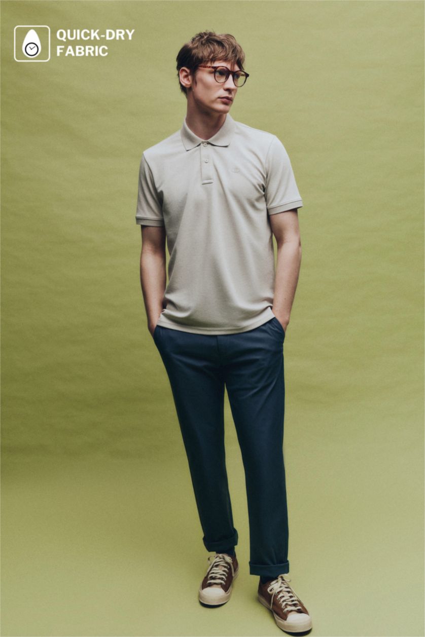 Erkek Taş Nefes Alabilen Polo Tişört