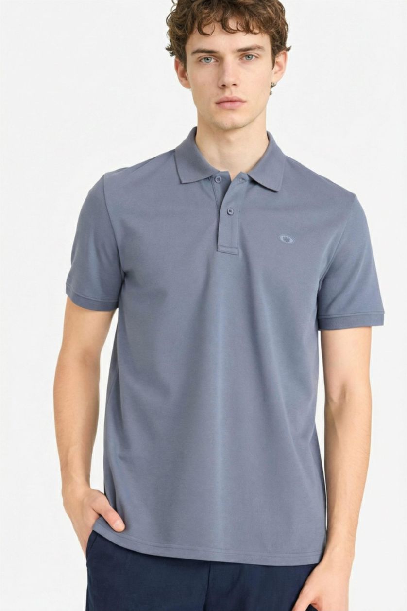 Erkek İndigo Nefes Alabilen Polo Tişört