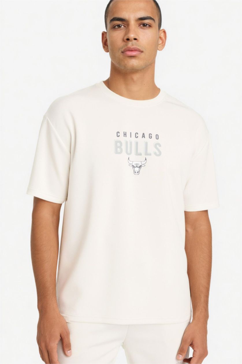 Ерлер Сұр NBA Chicago Bulls Relax Fit дөңгелек жағалы қысқа жеңді футболка