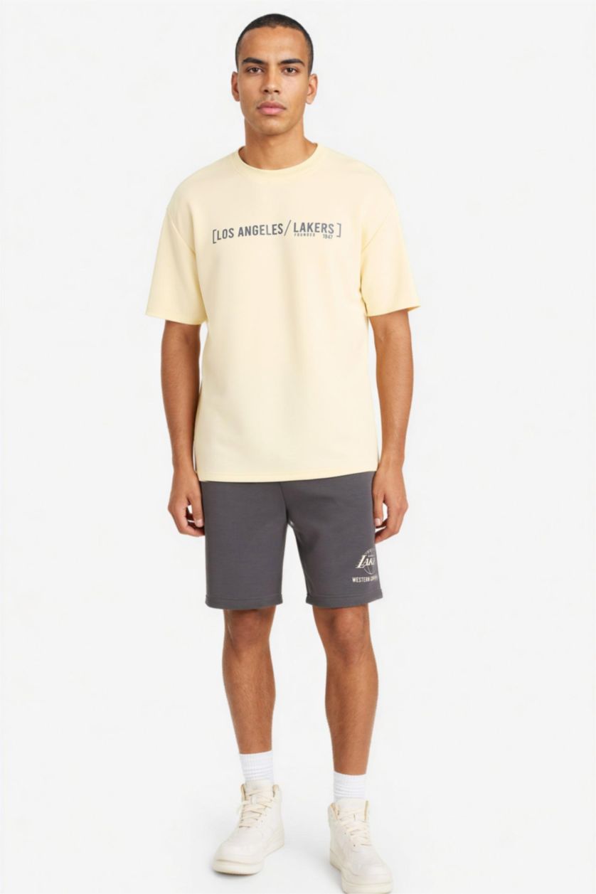 Мужчины Светло-желтый Футболка NBA Los Angeles Lakers Relax Fit с круглым вырезом и коротким рукавом