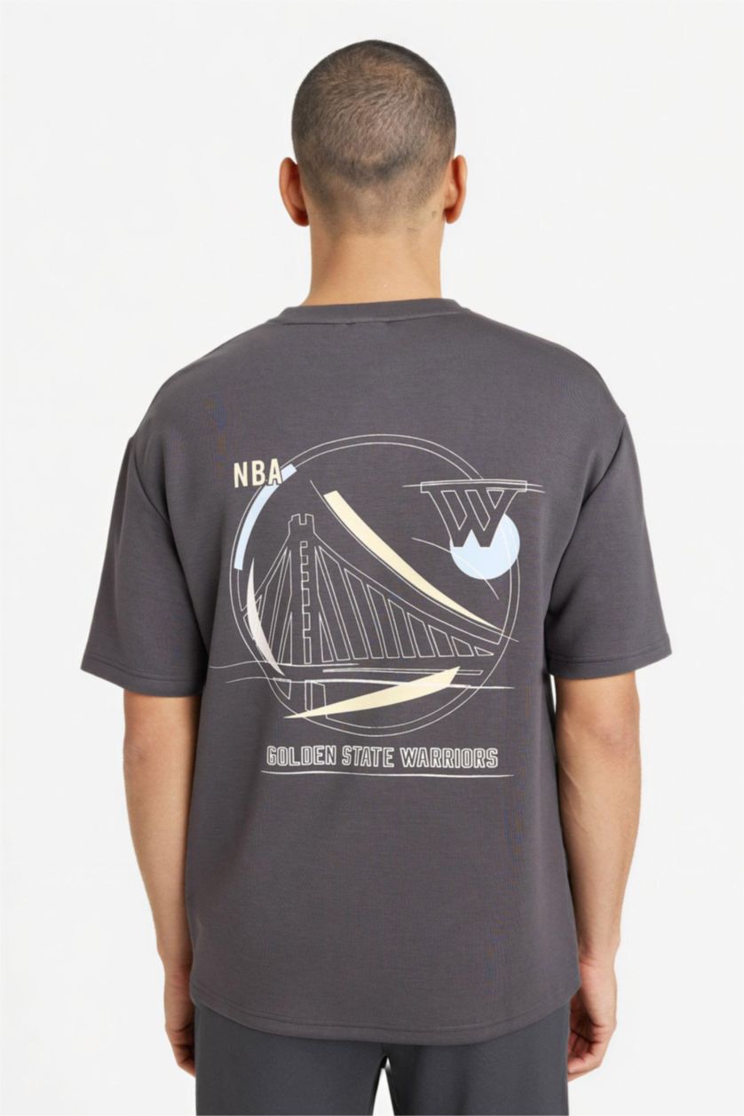 Ерлер Антрацит NBA Golden State Warriors Relax Fit дөңгелек жағалы қысқа жеңді футболка