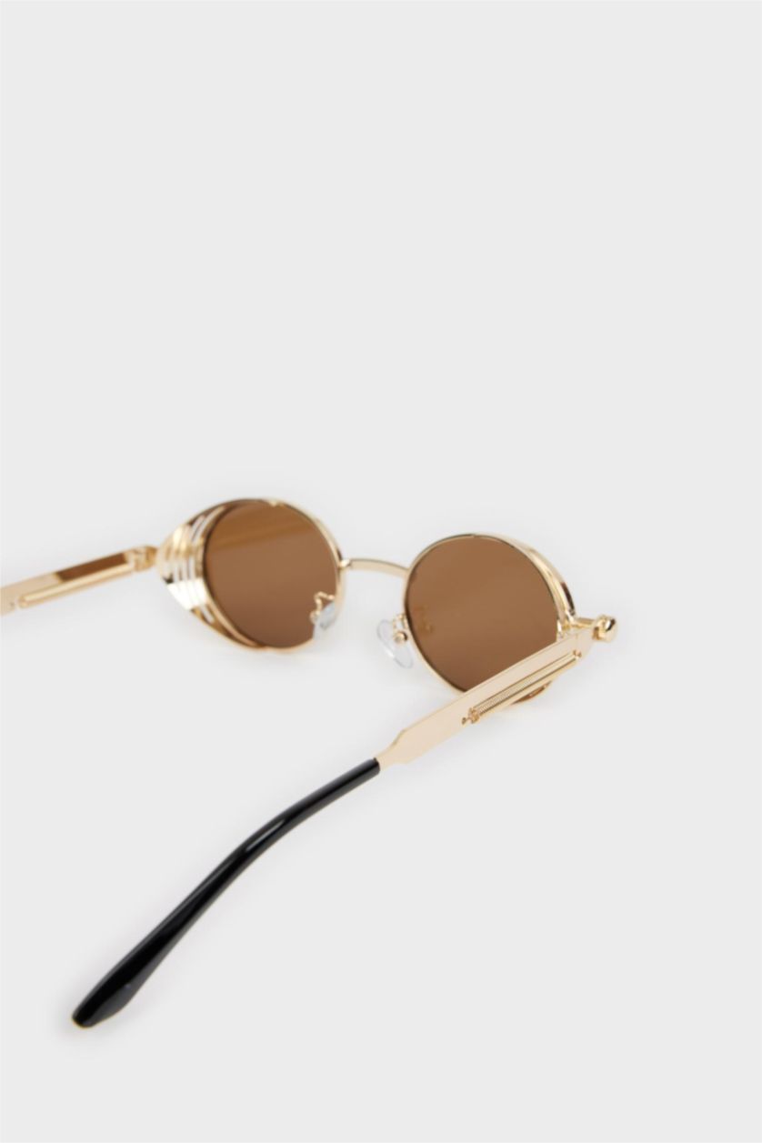 Kadın Bej Kadın Metal Çerçeveli Yuvarlak Cam Güneş Gözlüğü