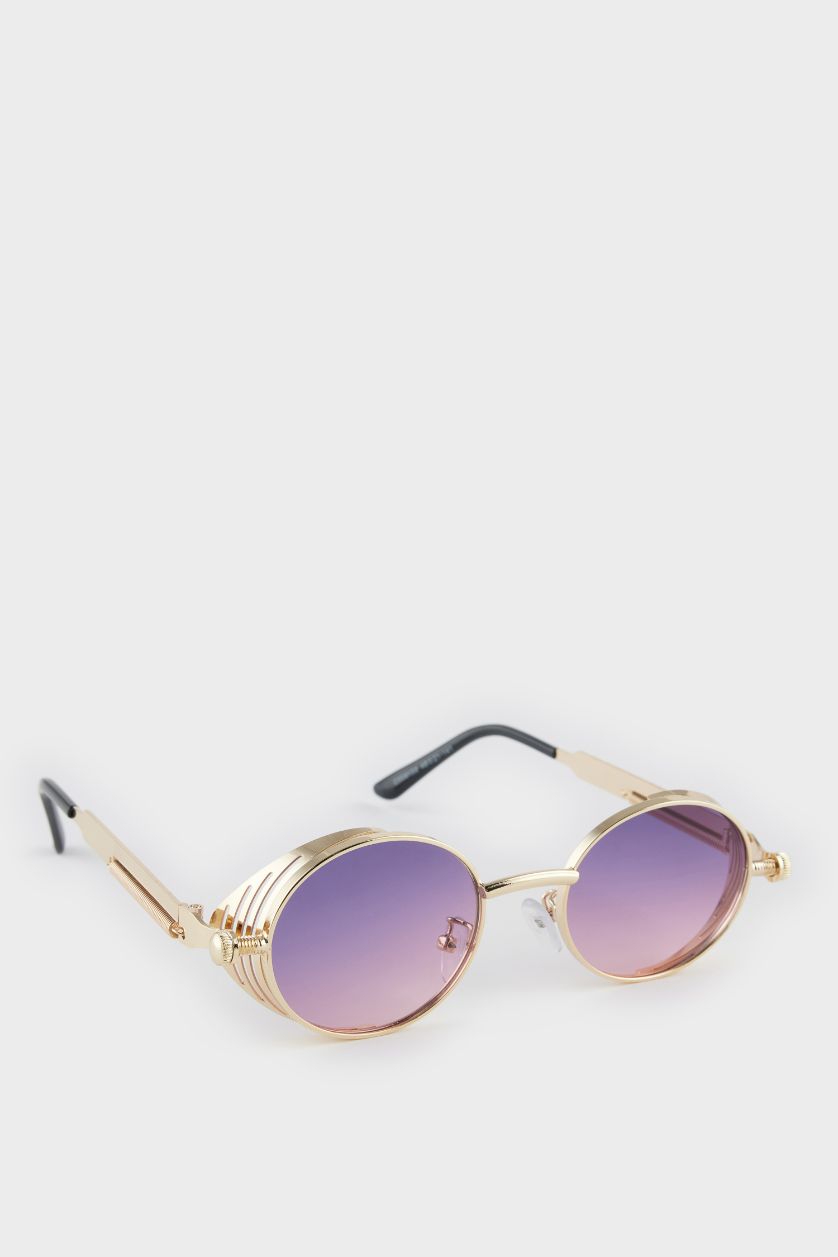 Kadın Pembe DCEY x DeFacto Kadın Metal Çerçeveli Yuvarlak Cam Güneş Gözlüğü