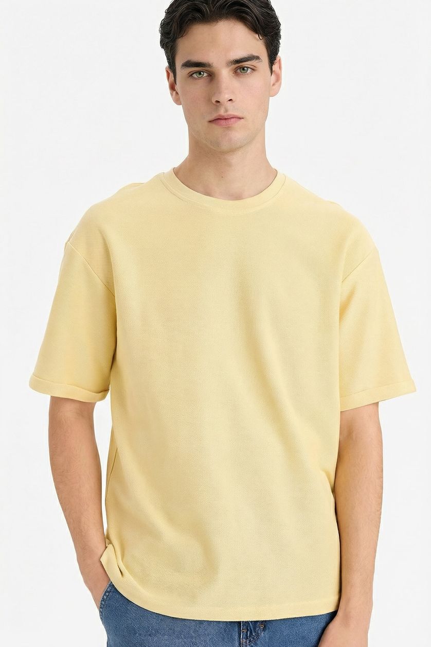 MAN Yellow Boxy Fit Crew Neck Short Sleeve T-Shirt