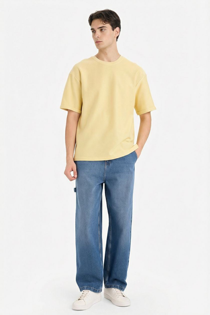 MAN Yellow Boxy Fit Crew Neck Short Sleeve T-Shirt