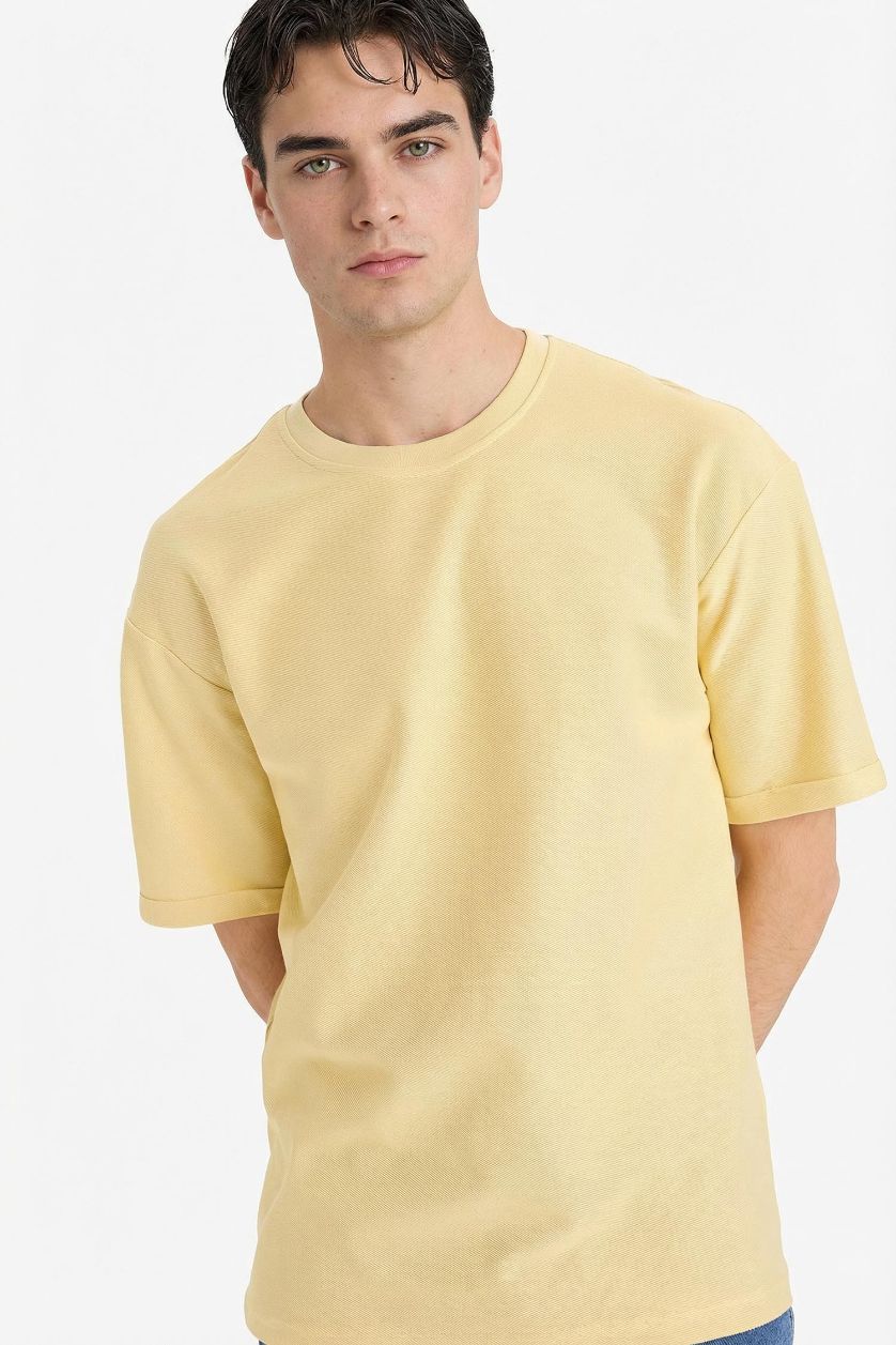 MAN Yellow Boxy Fit Crew Neck Short Sleeve T-Shirt