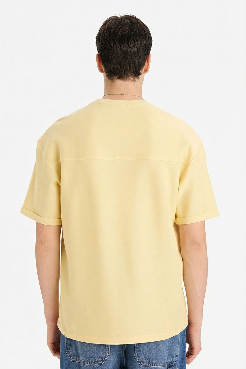 MAN Yellow Boxy Fit Crew Neck Short Sleeve T-Shirt