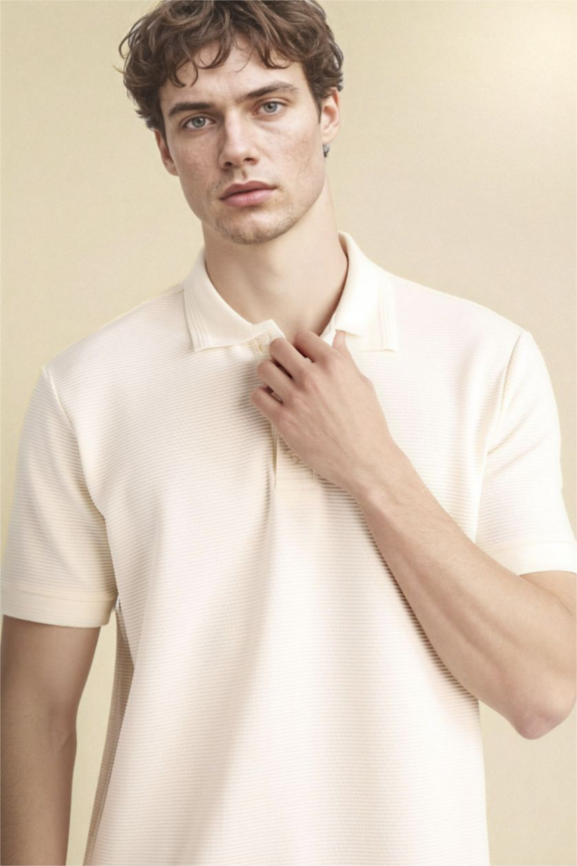 Мужчины Бежевый Футболка поло с коротким рукавом