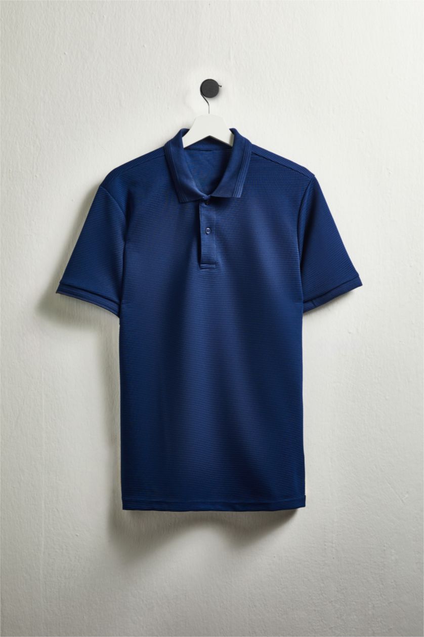 رجال نيلي غامق Short Sleeve Polo T-Shirt